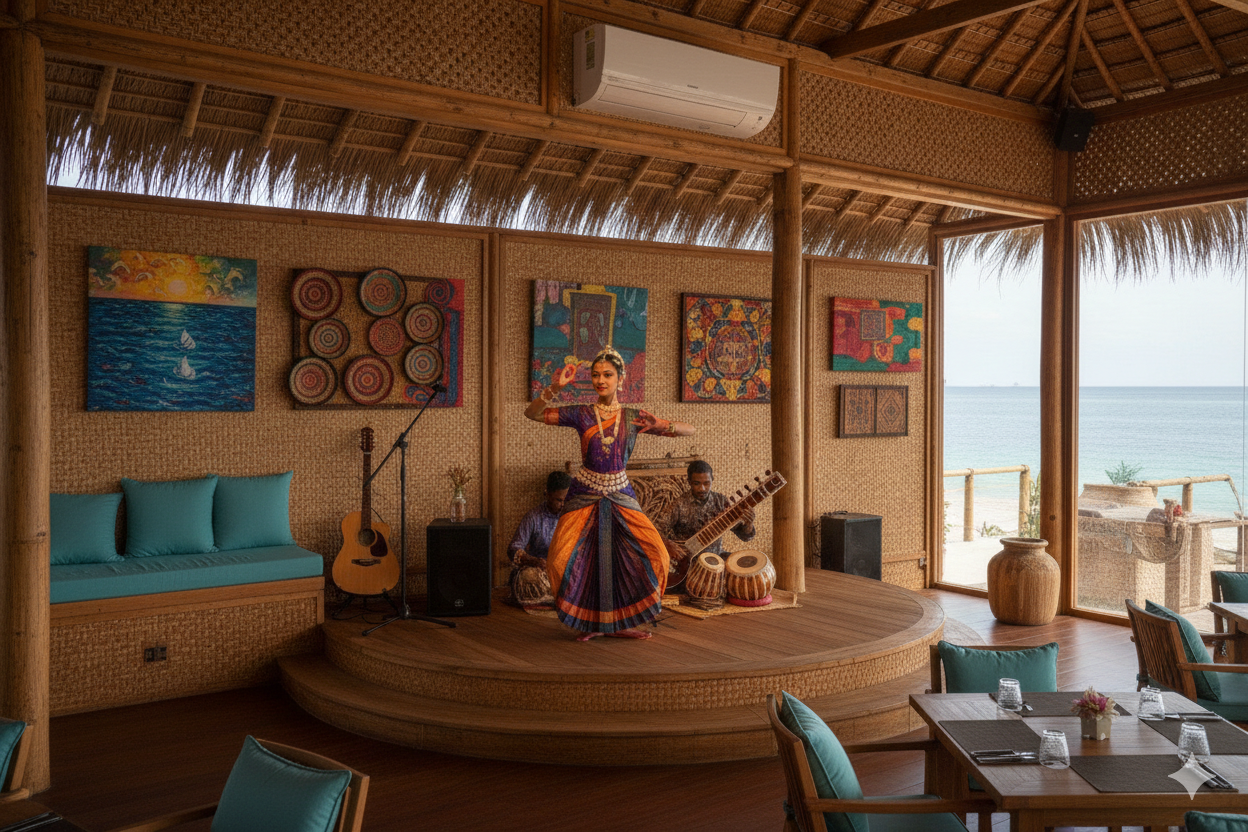 Live classical dance performance on stage at Onge Cafe